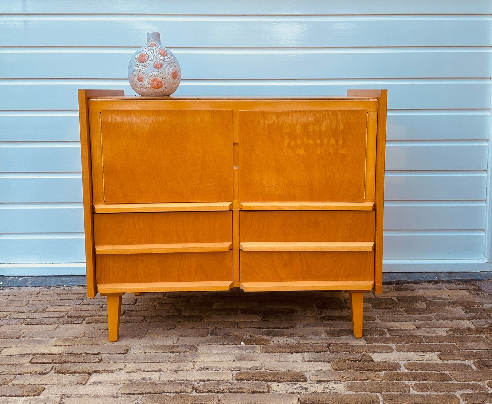 Vintage Vintage houten 70’s Scandinavische kast- commode, Ophalen, Gebruikt, Scandinavian pastoe braakman, Grenenhout