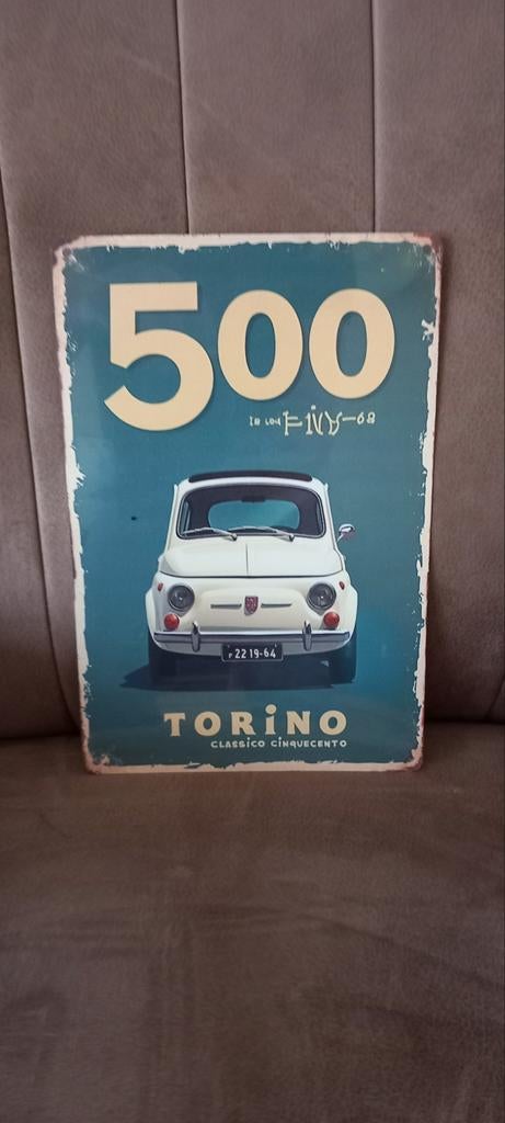 Nieuw Blikken Bord Fiat 500 Klassiek - 20x30 cm, Ophalen of Verzenden, Nieuw