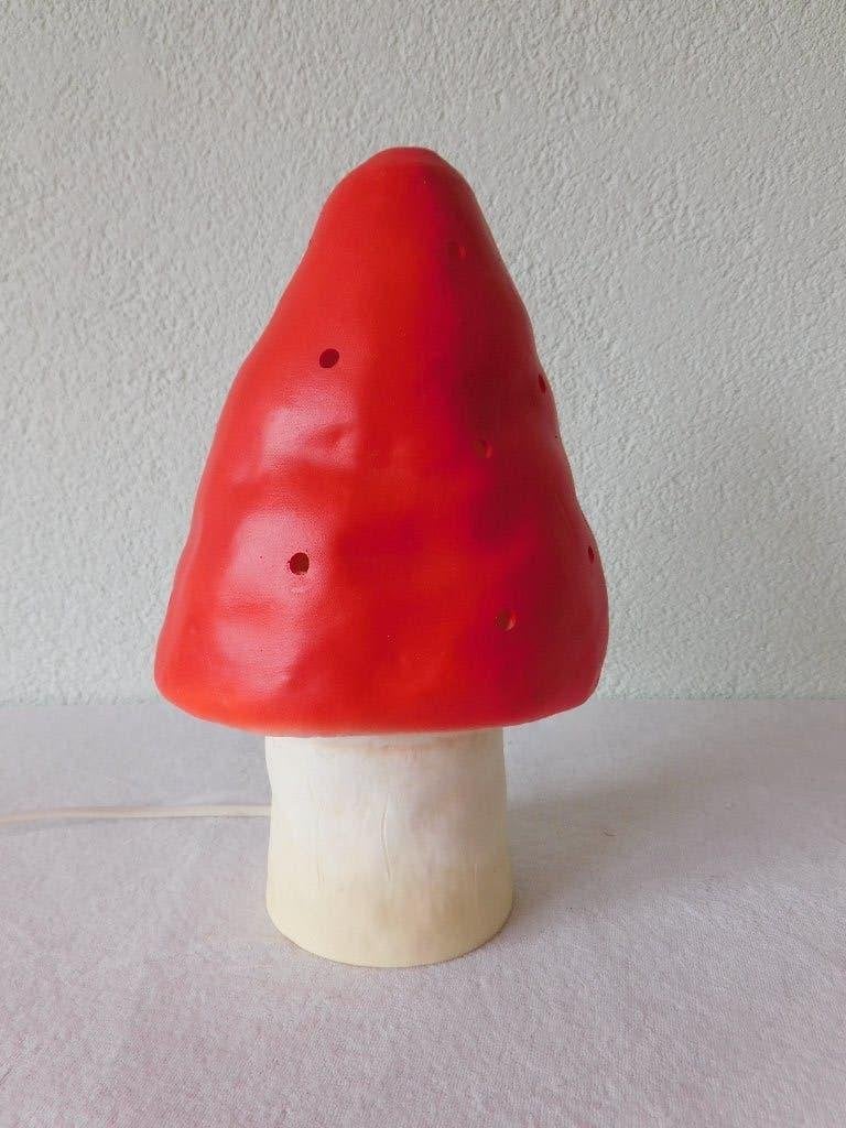 Heico paddenstoel lampje, rood - wit, hg 26,5 cm, dsn 15 cm,, Kunststof, Gebruikt, Overige merken, Overige stijlen