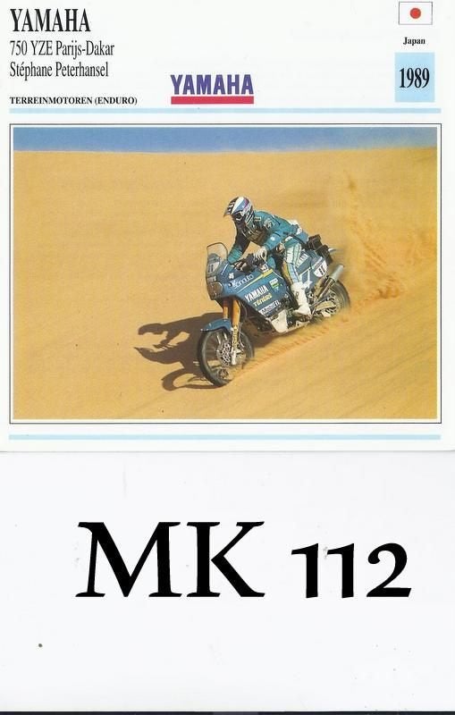 Mk112 motorkaart yamaha 750 yze parijs - dakar stephane, Ophalen of Verzenden, Zo goed als nieuw, Motoren