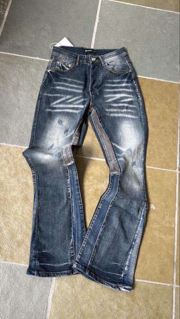 Purple flared jeans maat 152, Kleding | Heren, Ophalen of Verzenden, Zo goed als nieuw, Overige kleuren