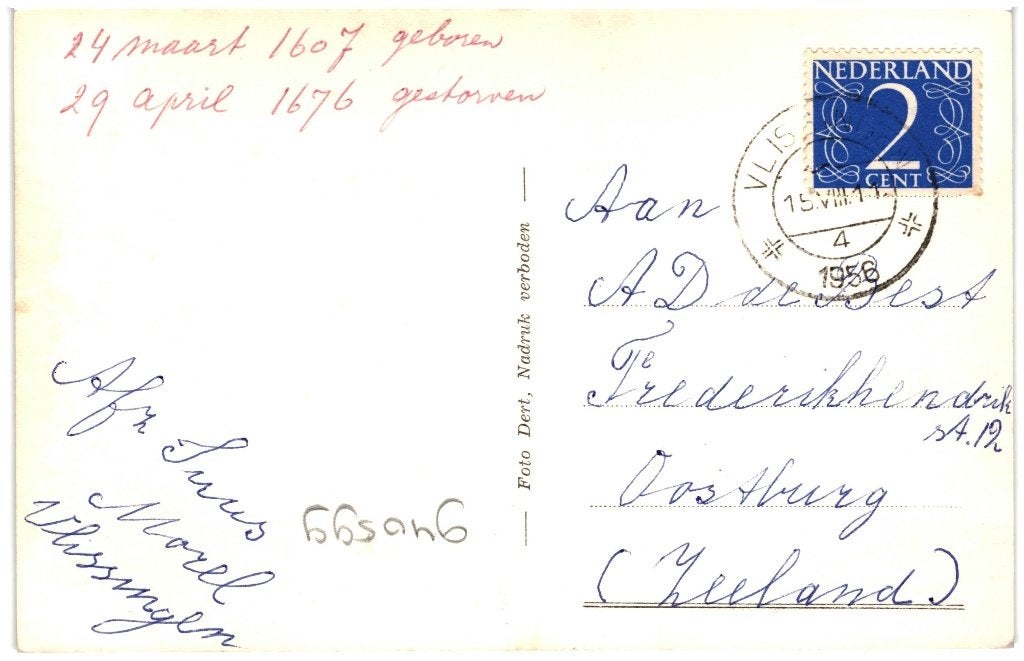 940599	Vlissingen	standbeeld	M A de Ruijter	1956	Gelopen, Ophalen of Verzenden, 1940 tot 1960, Gelopen, Zeeland