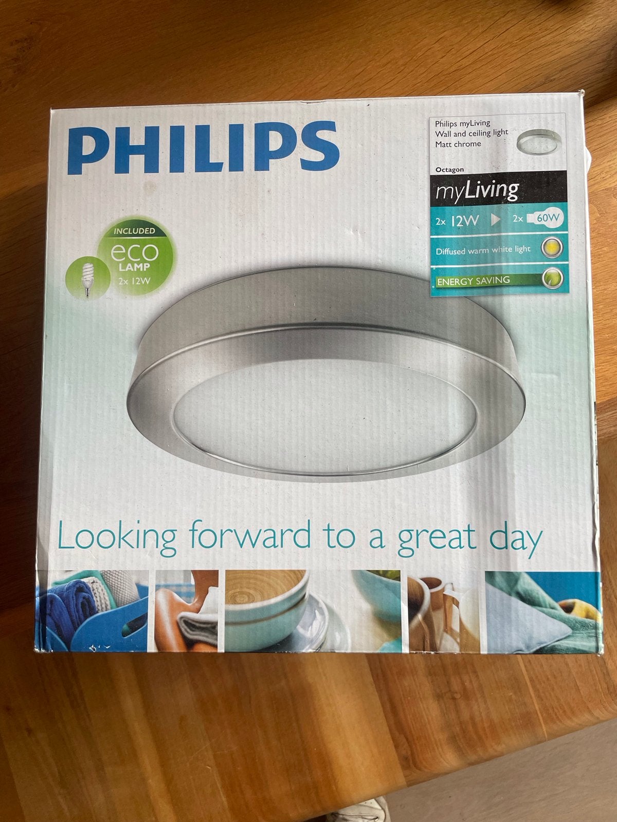 Philips myLiving Octagon Plafondlamp - Mat Chroom, Philips, Nieuw, Zilver, Ophalen