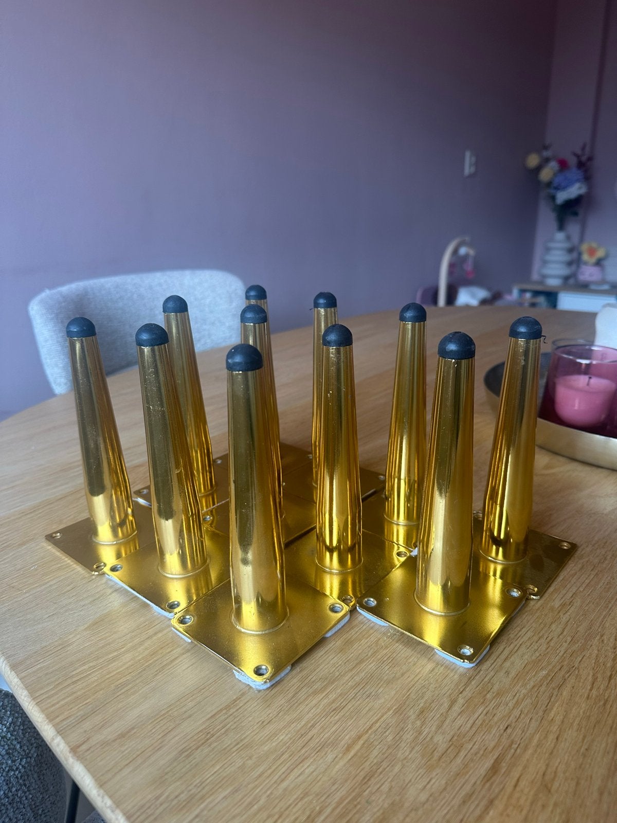 Gouden tafelpoten - Set van 11, Tafelpoot, Minder dan 50 cm, Ophalen of Verzenden, Zo goed als nieuw
