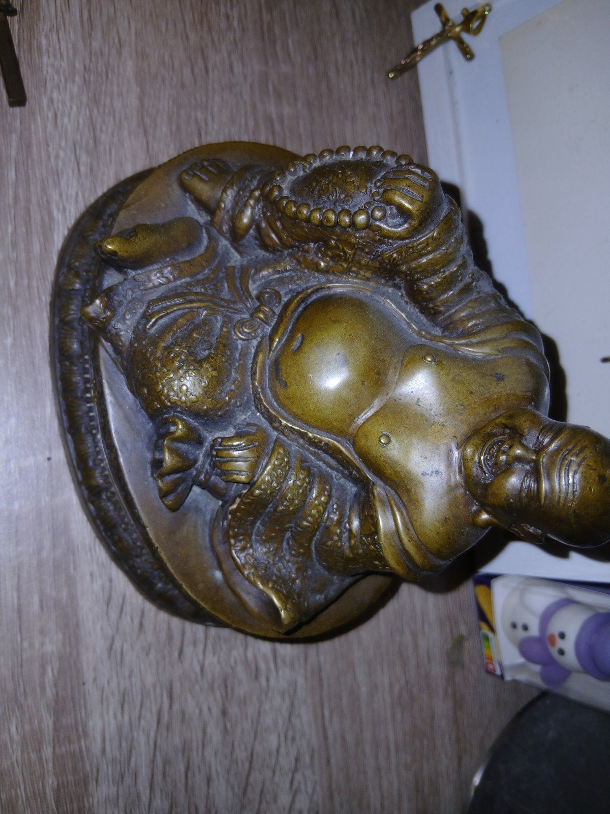 Bronzen Boeddha beeld met draak, Minder dan 20 cm, Ophalen of Verzenden, Beeld, Bruin