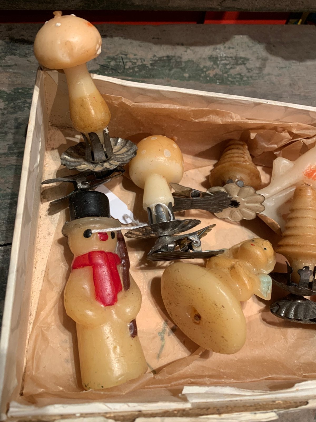 Antieke Kerstboomkaarsen - Diverse Figuren, Gebruikt, T, Ophalen of Verzenden, N