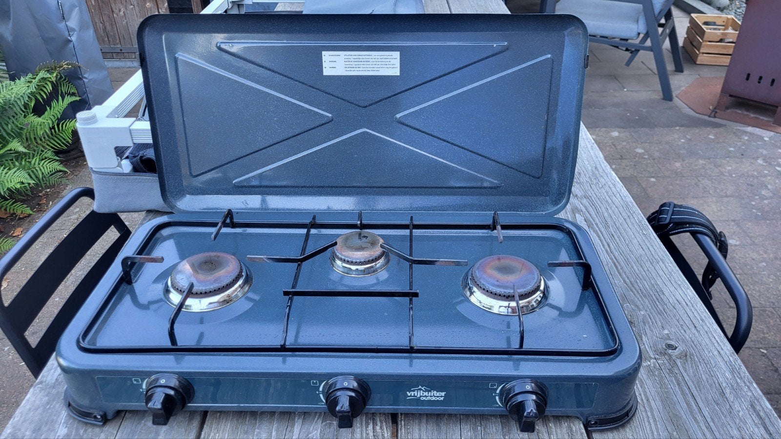 Vrijbuiter Outdoor 3-pits gasfornuis - Camping kooktoestel, Caravans en Kamperen, Ophalen of Verzenden, Gebruikt