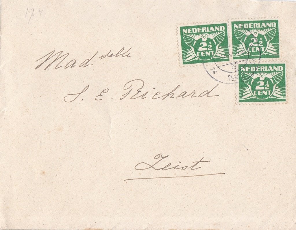 Nederland – Vliegende duif – Chris Lebeau - NVPH 379 (3x), Verzenden, Envelop