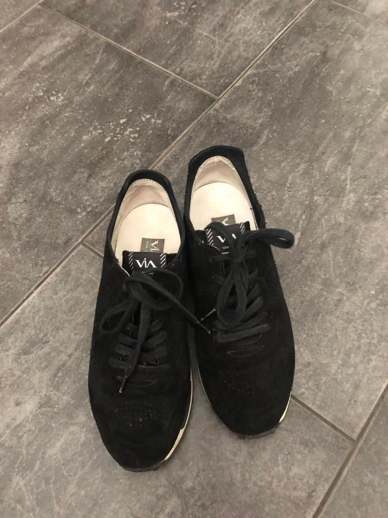 Leren  zwarte VIA VAI Giulia dames sneakers maat 37, Zwart, Ophalen of Verzenden, Sneakers of Gympen, Zo goed als nieuw