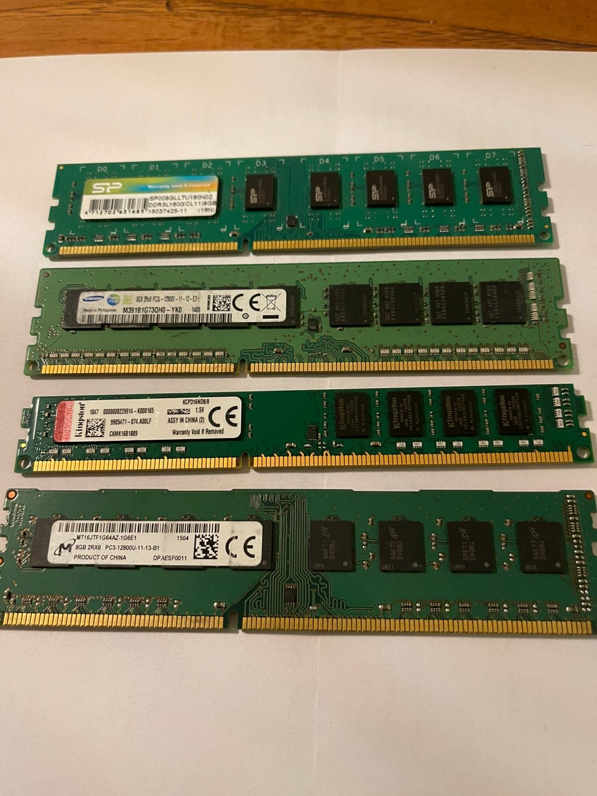 32gb ddr3 geheugen (4x 8gb) micron kingston samsung SP, 32 GB, DDR3, Ophalen of Verzenden, Zo goed als nieuw