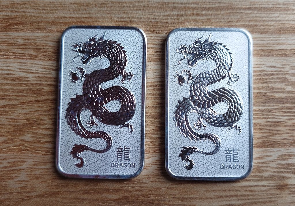 2x 1 oz - Perth Mint Lunar Dragon, Ophalen of Verzenden, Zilver