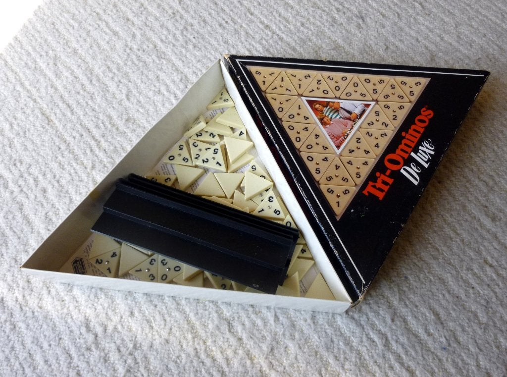 triominos de luxe - grote versie - compleet, Een of twee spelers, Ophalen of Verzenden, Gebruikt