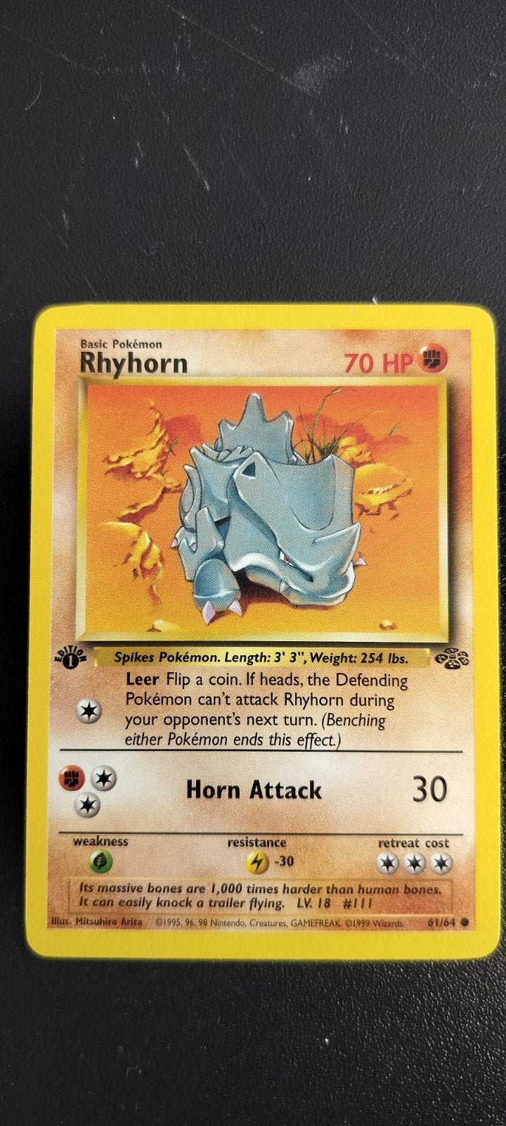 1st edition Jungle Rhyhorn, Ophalen of Verzenden, Zo goed als nieuw, Losse kaart