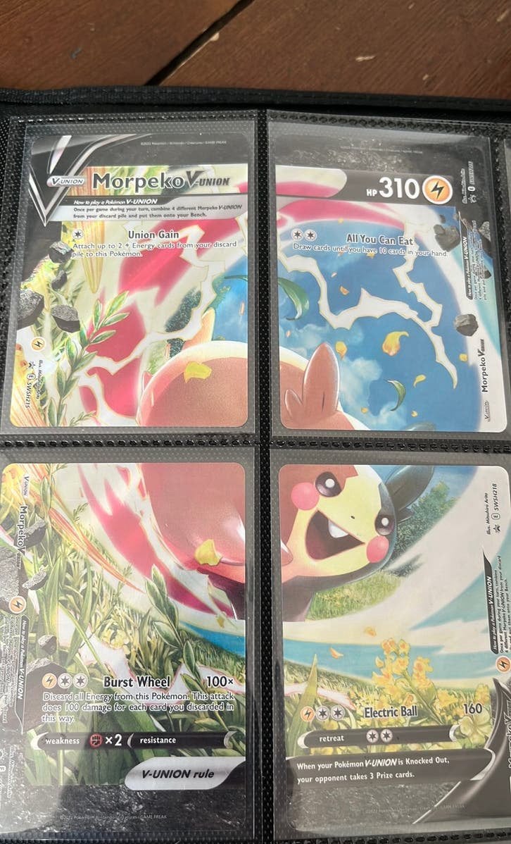 Morpeko v union kaart: zet van 4 pokemonkaarten, Ophalen, Zo goed als nieuw, Meerdere kaarten