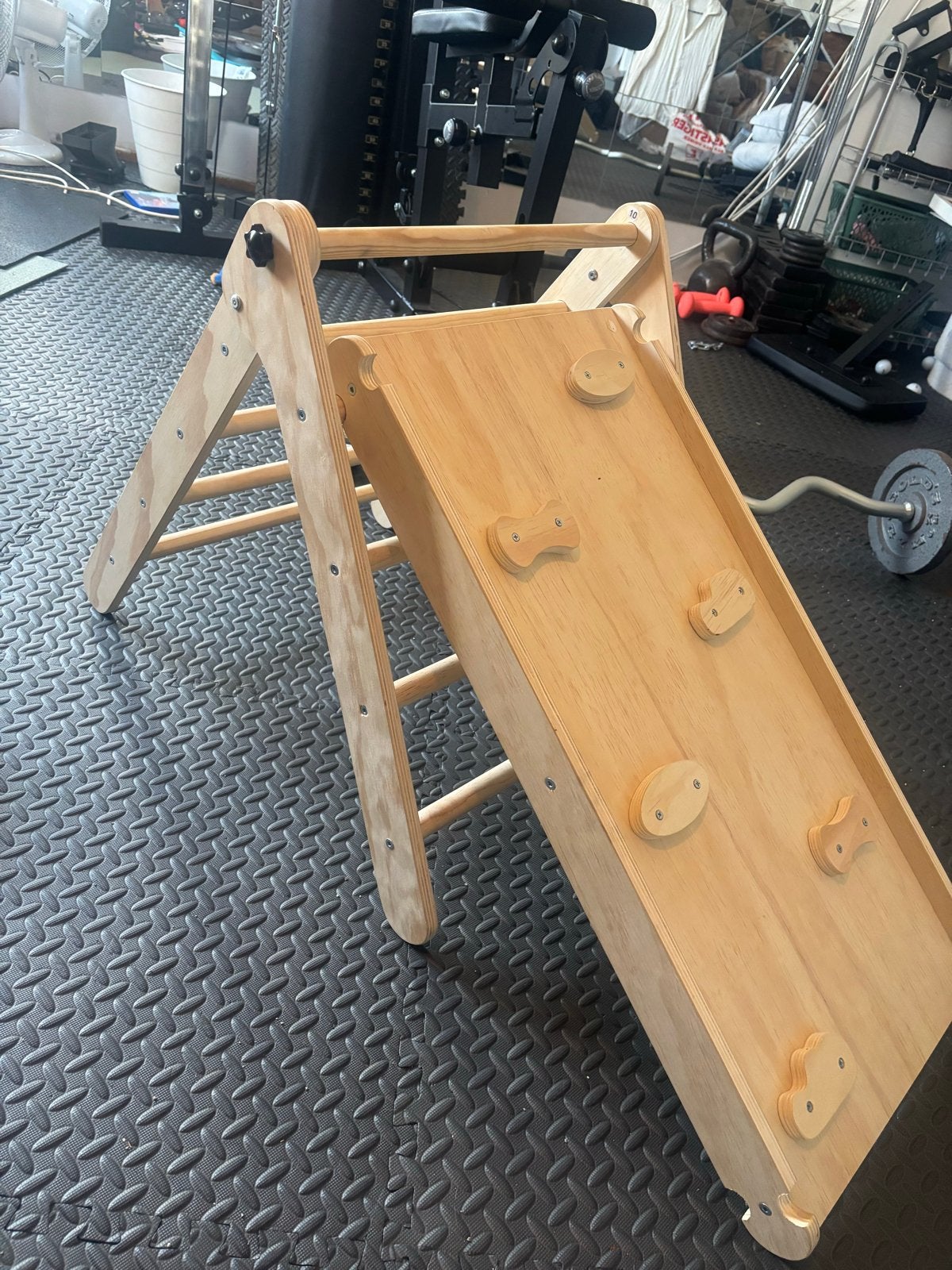 Houten Klimrek met Glijbaan en Klimwand voor Kinderen, Kinderen en Baby's, Speelgoed | Buiten | Speeltoestellen, Ophalen, Zo goed als nieuw