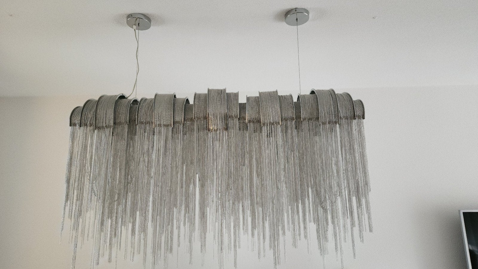 Design eettafellamp/waterval kroonluchter – echte eyecatcher, Huis en Inrichting, Ophalen, Gebruikt, Chique modern