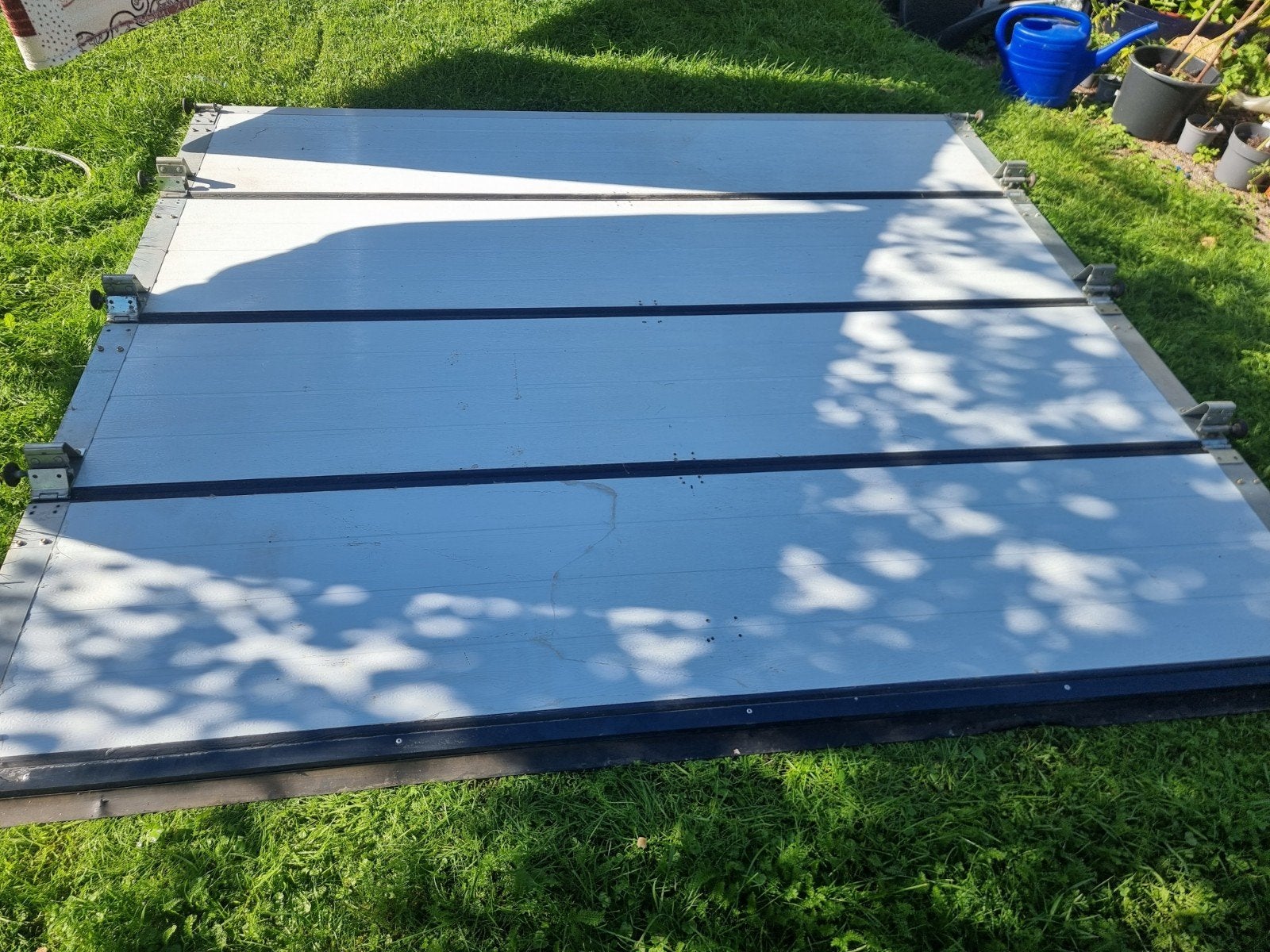 Elektrische sectionaal garagedeur compleet met rails en moto, Doe-het-zelf en Verbouw, Ophalen, Gebruikt, 120 cm of meer, Garagedeur