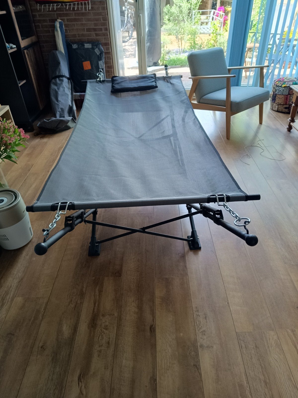 Hangmat in steun., Ophalen, Zo goed als nieuw, Eenpersoons, Inklapbaar