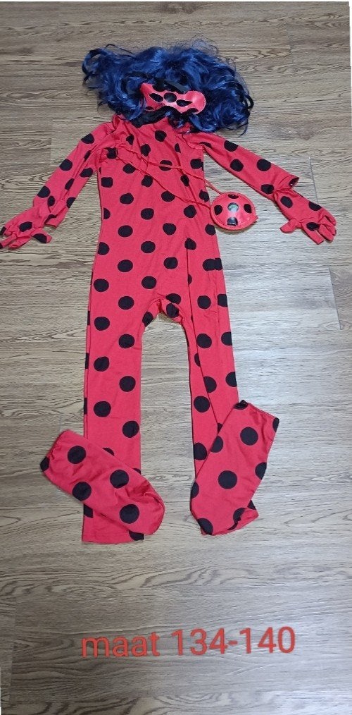Miraculous Ladybug Kostuum Maat 134-140, Gebruikt, Meisje, Ophalen of Verzenden, Setje