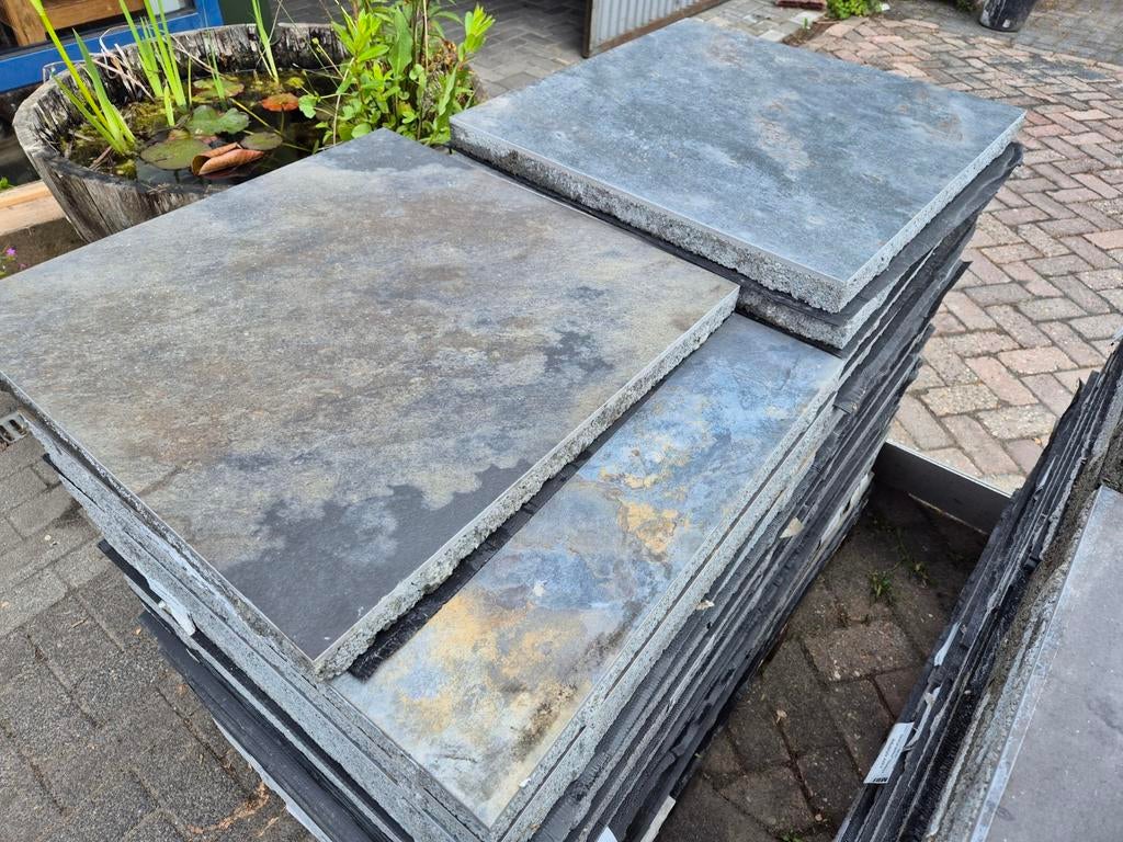 14m² geoceramica ardesie afric stone 60x60x4cm restpartij, Tuin en Terras, Ophalen, Gecoat, Keramiek, Nieuw