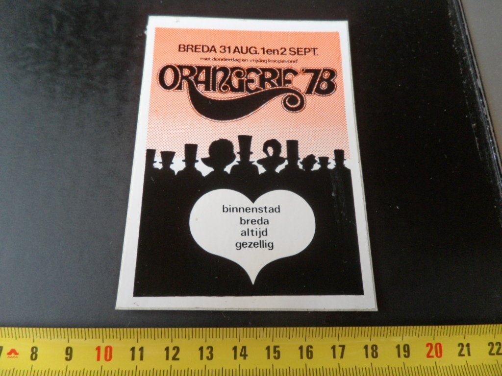 sticker breda ORANGERIE 1978 binnenstad altijd gezellig, Ophalen, Zo goed als nieuw