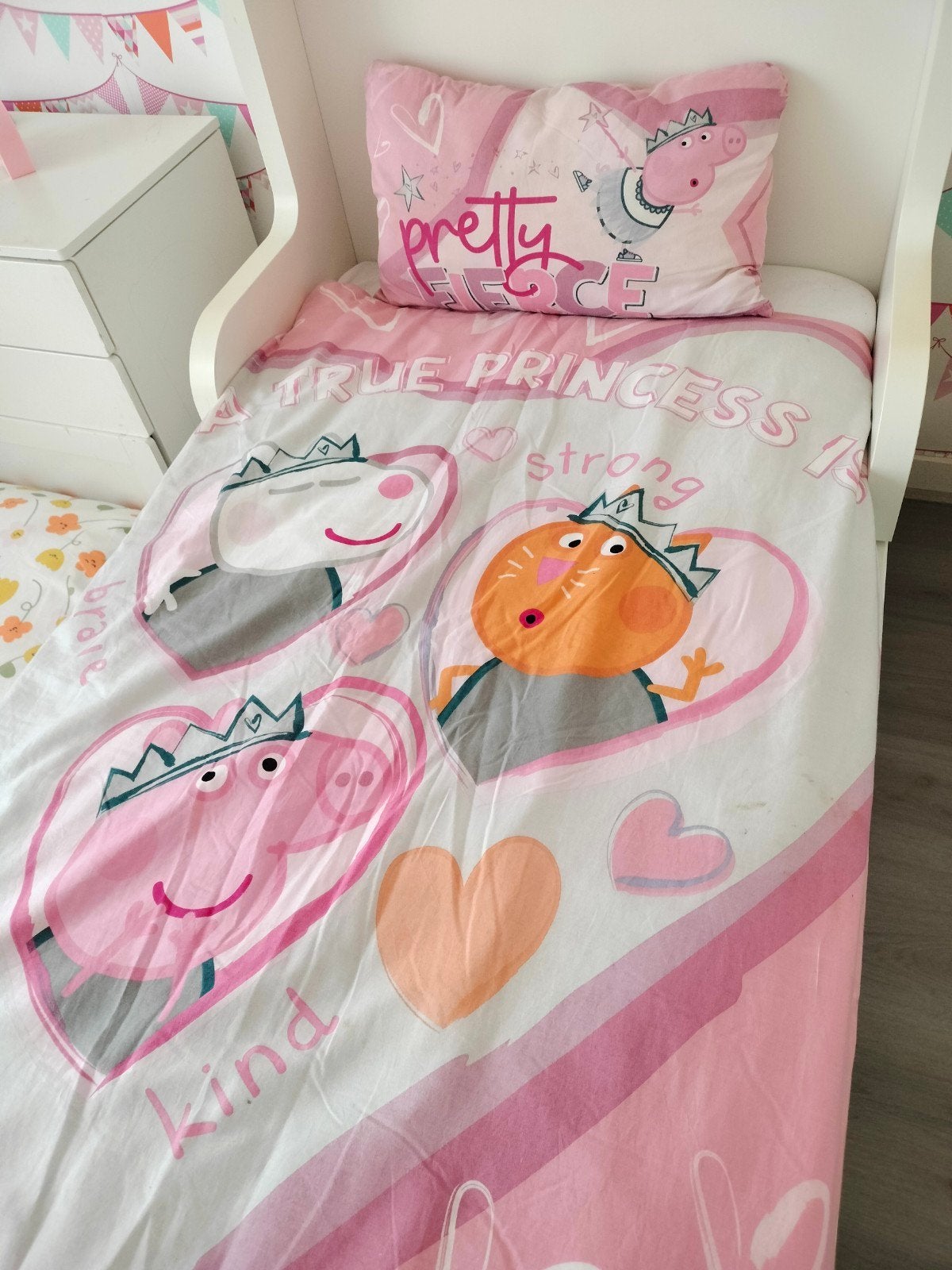 Peppa Pig Dekbedovertrek en Kussensloop - Zo goed als nieuw, Ophalen, Gebruikt, Overige merken, Meisje