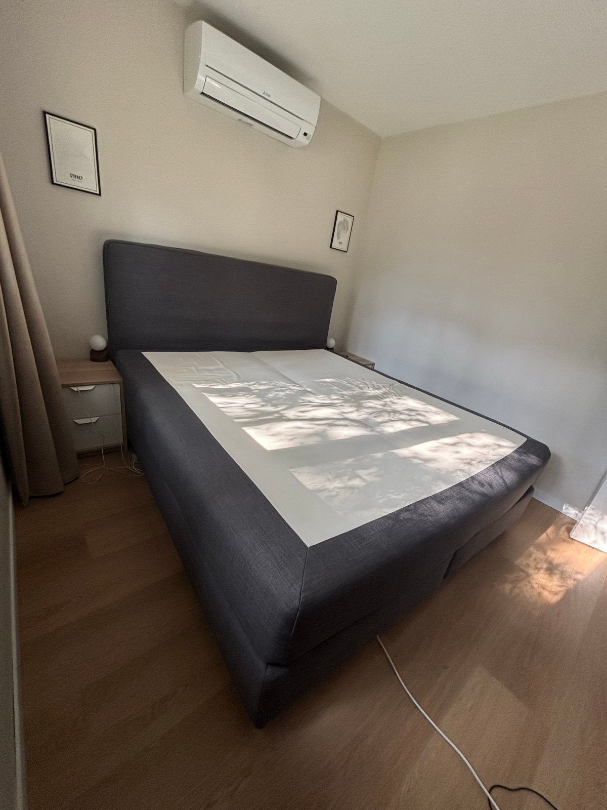 IKEA bed (boxspring) 180x200, Ophalen, Tweepersoons, 180 cm, Stof