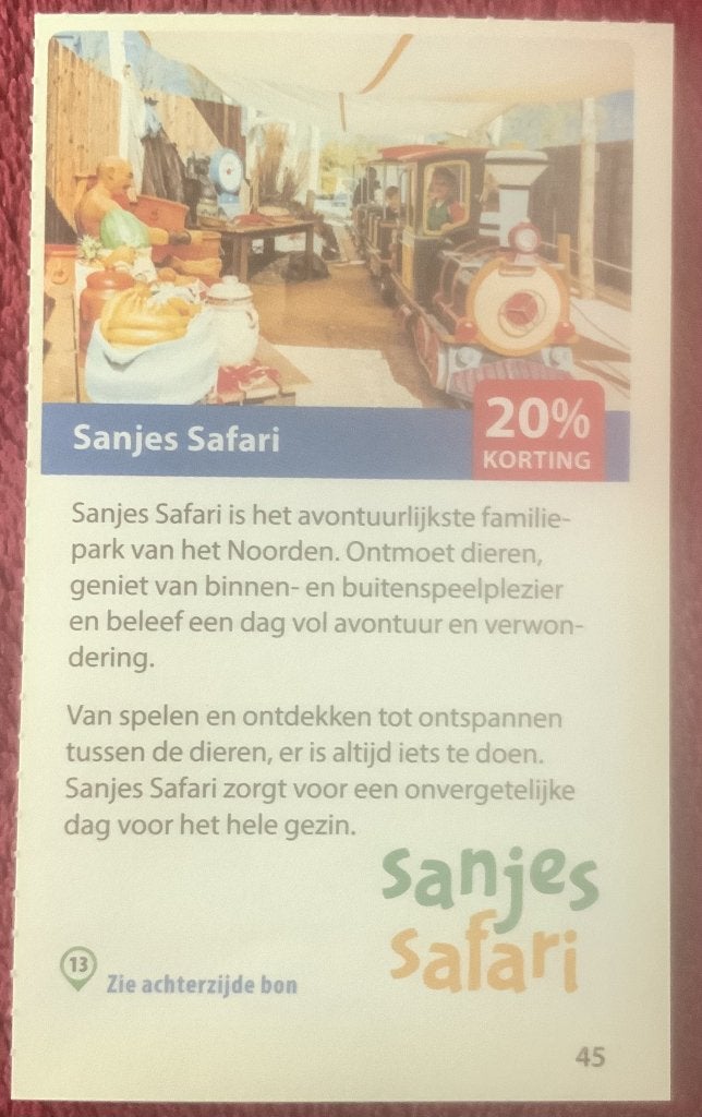 Sanjes Safari Dierentuin in Veenwouden Voordeelbon, Drie personen of meer, Dierentuinbon
