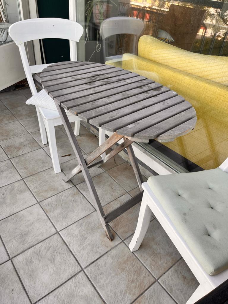 Ovale houten tuintafel - inklapbaar, Ophalen, Gebruikt, Ovaal, Hout