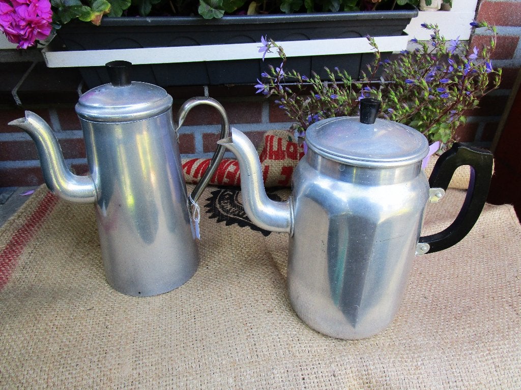 Vintage aluminium koffiepotten, Antiek en Kunst, Ophalen of Verzenden