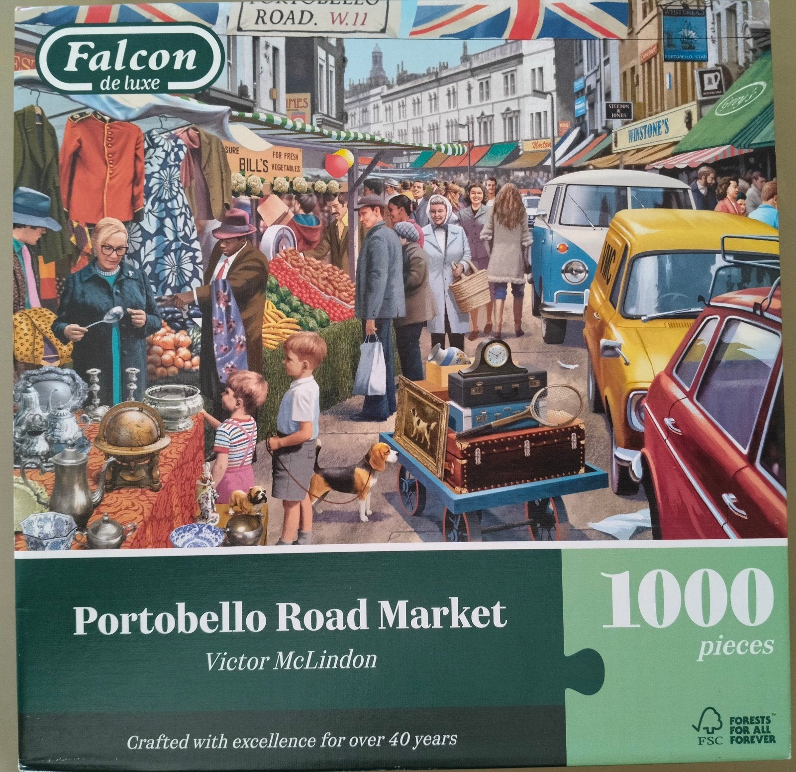 Portobelli Road market, Falcon puzzel te koop, Ophalen of Verzenden, 500 t/m 1500 stukjes, Zo goed als nieuw, Legpuzzel