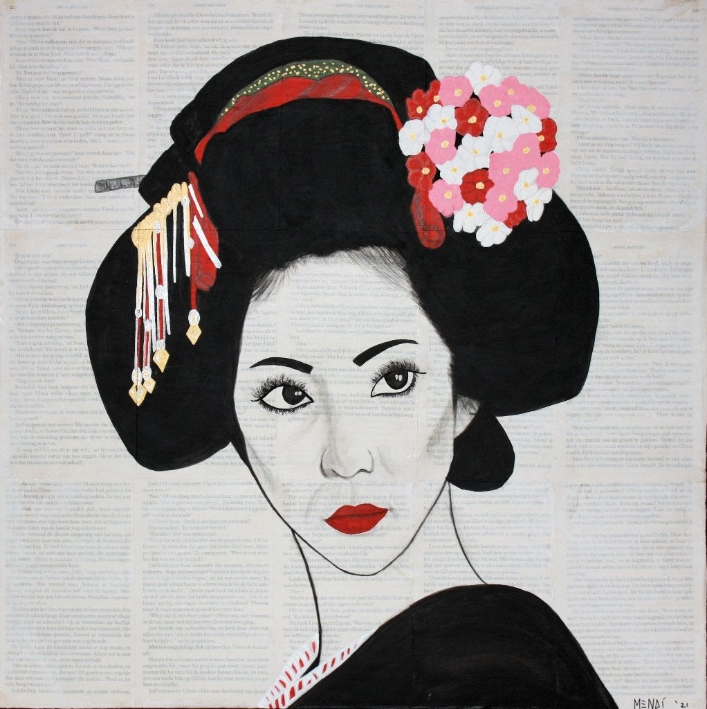Geisha - Pages of Love - Schilderij, Ophalen of Verzenden