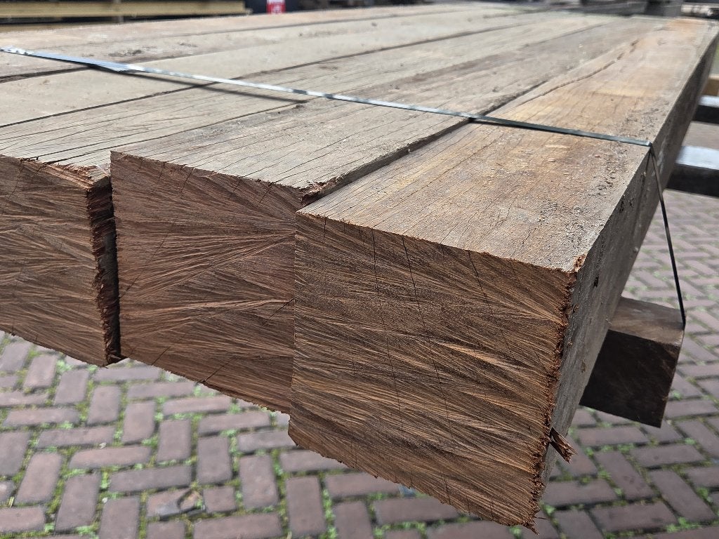 6 Hardhouten palen 15x15 cm 2.50 m lang - nr: HB242, Ophalen, 250 cm of meer, Palen, Hardhout
