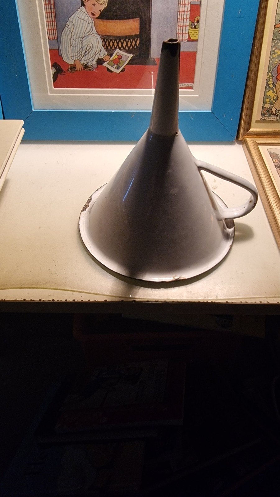 witte emaille. vintage trechter, Antiek en Kunst, Ophalen of Verzenden