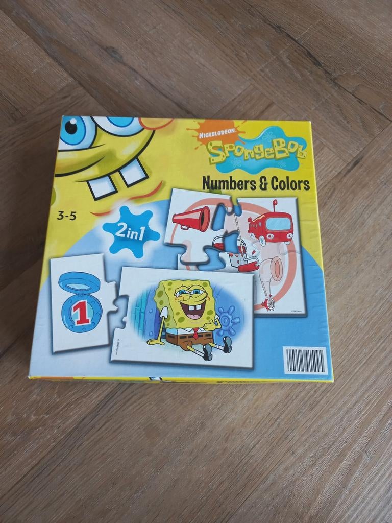 SpongeBob Numbers & Colors 2-in-1 Puzzel, Ophalen of Verzenden, 10 tot 50 stukjes, Zo goed als nieuw, 2 tot 4 jaar
