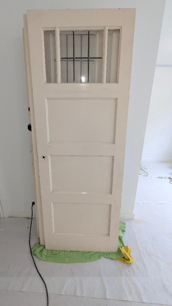 2 paneeldeuren met glas in lood, Ophalen, Gebruikt, Minder dan 80 cm, Binnendeur