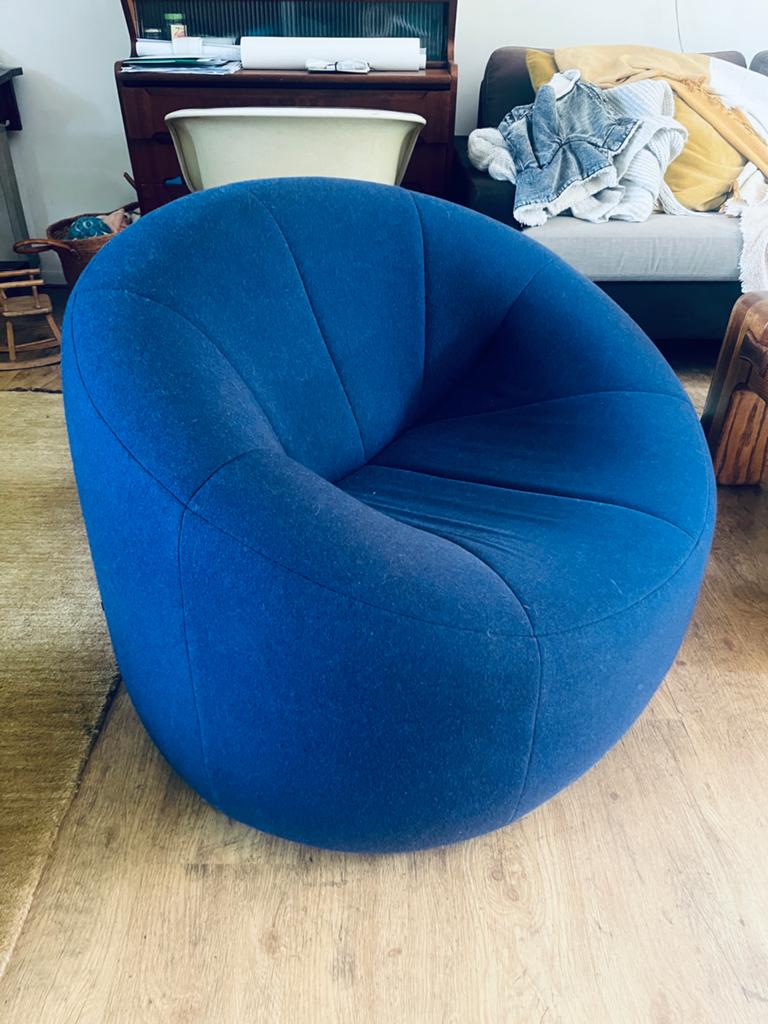 Ligne Roset Pumpkin sofa design Pierre Paulin vintage, Gebruikt, Blauw, Ophalen of Verzenden, Eén