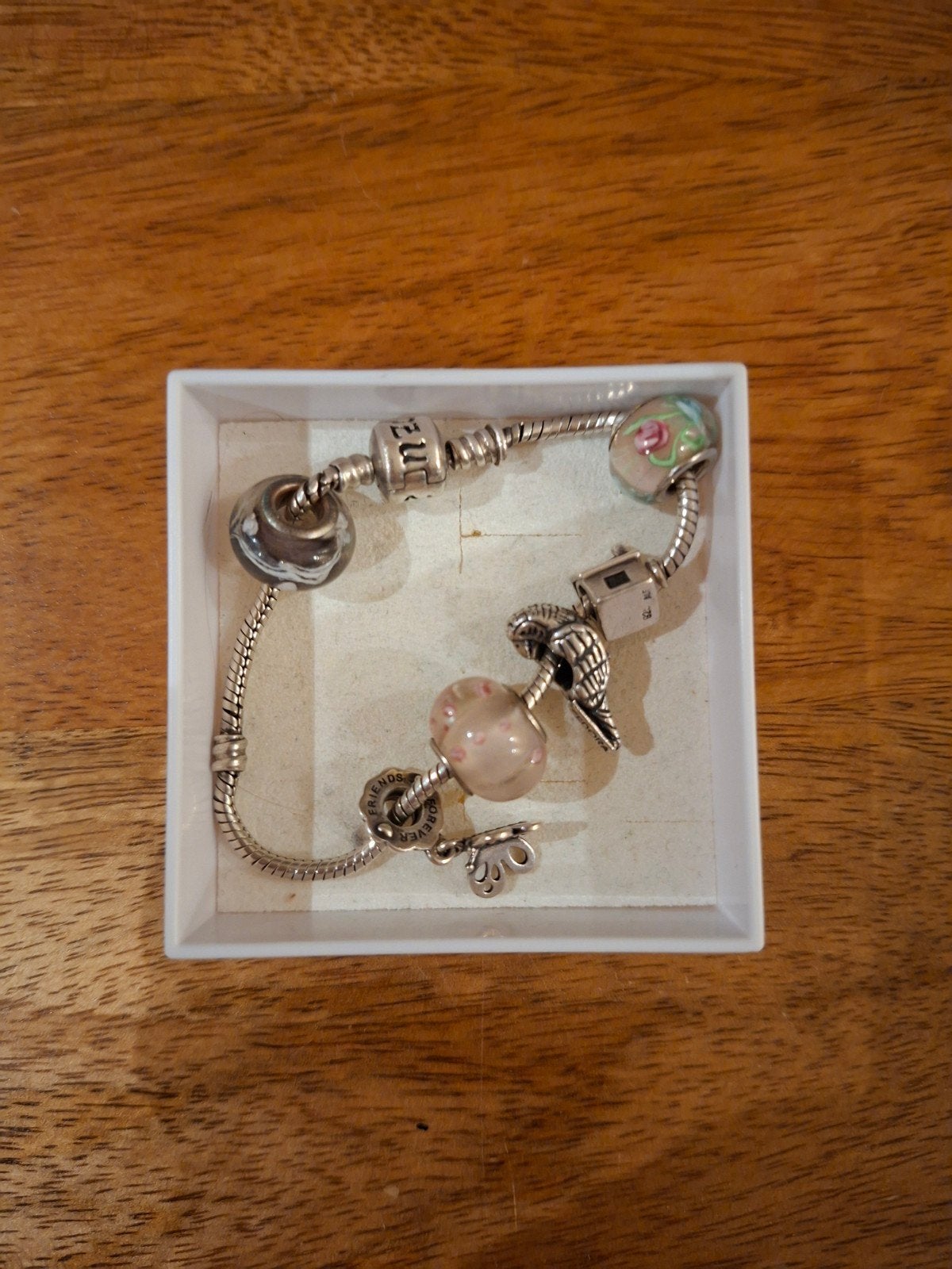 Larenza zilveren pandora armband met bedels, Gebruikt, Ophalen of Verzenden, Met bedels of kralen, Zilver