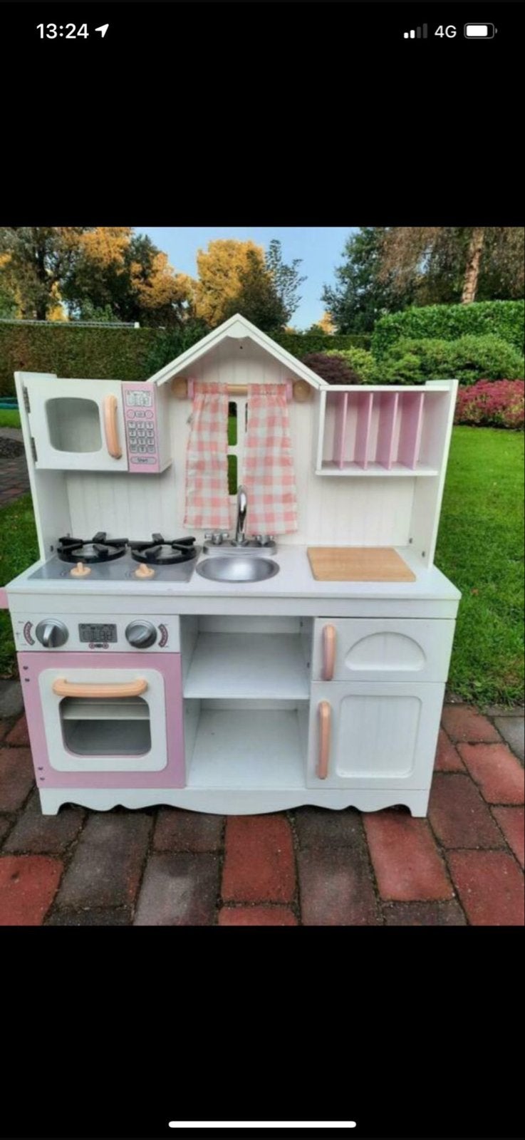 Houten Speelkeuken met Roze Accenten - Zo Goed als Nieuw, Ophalen, Zo goed als nieuw, Hout, Speelkeuken