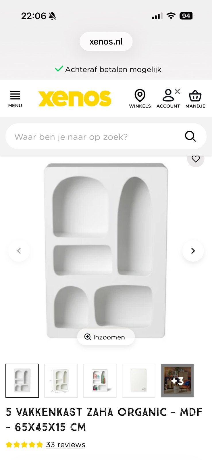 Xenos wandkastje wit organisch, Ophalen, Zo goed als nieuw