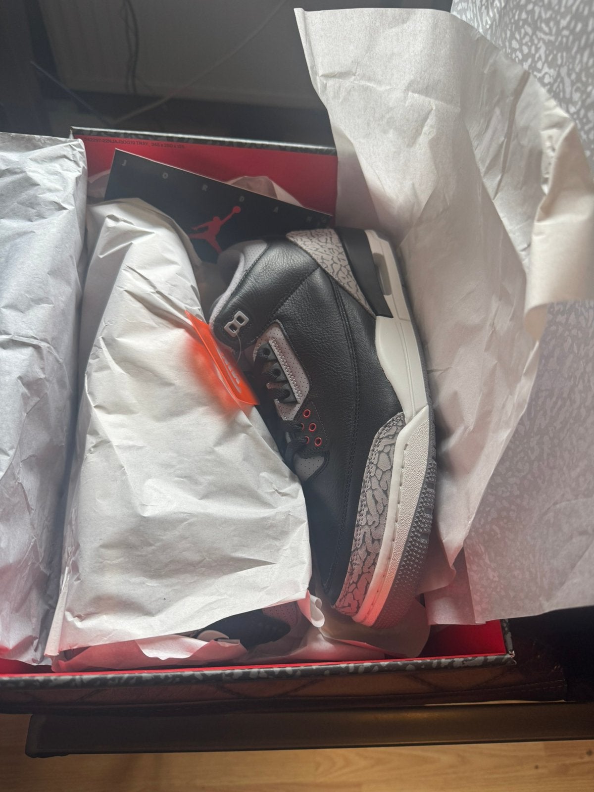 Nike Air Jordan 3 - Black Grey Cement - DS 45,5, Ophalen of Verzenden, Zo goed als nieuw, Zwart