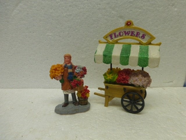 lemax flower cart kersdorp poppetje bloemen kraam accessoire, Diversen, Kerst, Ophalen of Verzenden, Zo goed als nieuw