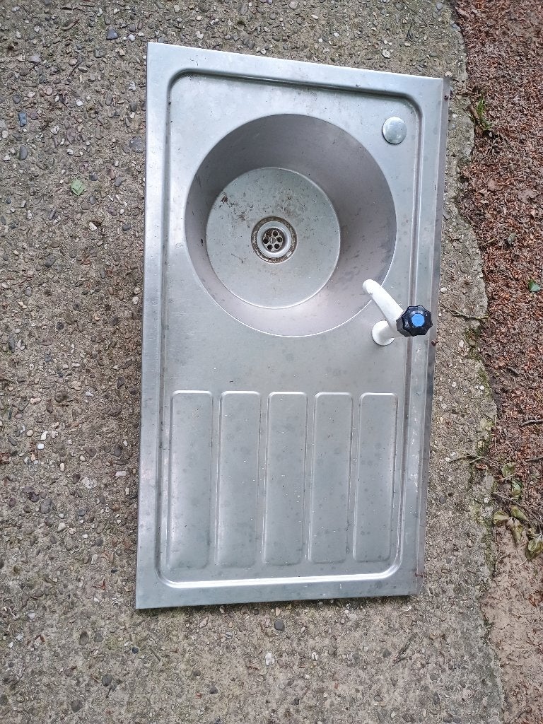 Rvs aanrechtblad, Huis en Inrichting, Keuken | Keukenelementen, Ophalen, Gebruikt, Overige kleuren, 200 cm of meer