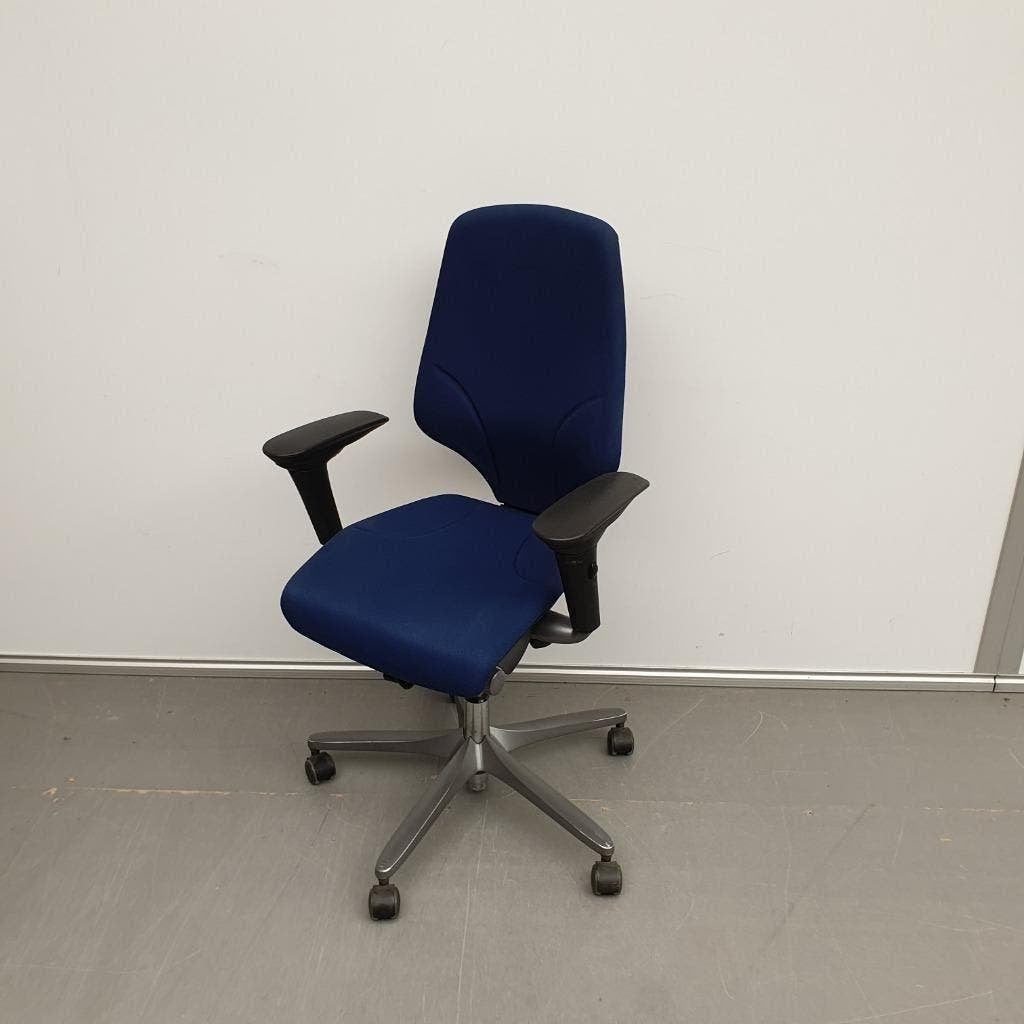 Giroflex bureaustoel - blauwe stof, Ophalen, Gebruikt, Zwart