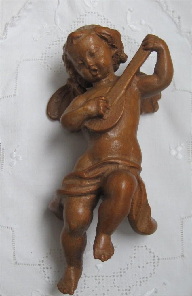 Antieke houten putti - engel, Antiek en Kunst, Ophalen of Verzenden