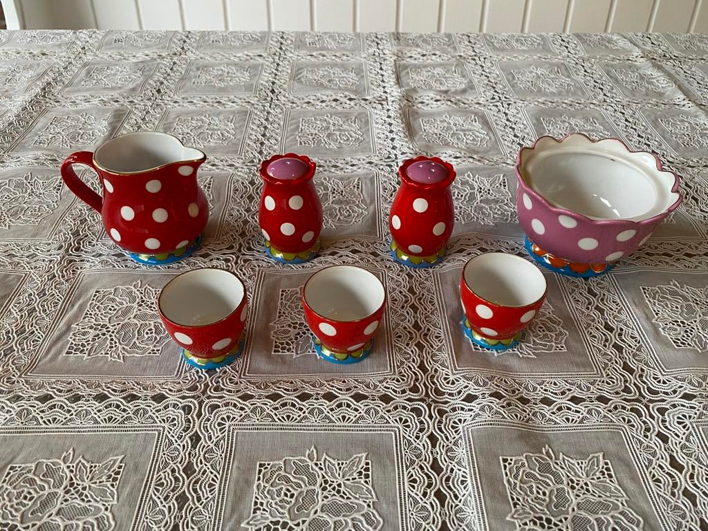 Oilily servies peper zout melkkan eierdopjes, Huis en Inrichting, Ophalen, Overige typen, Zo goed als nieuw, Overige stijlen