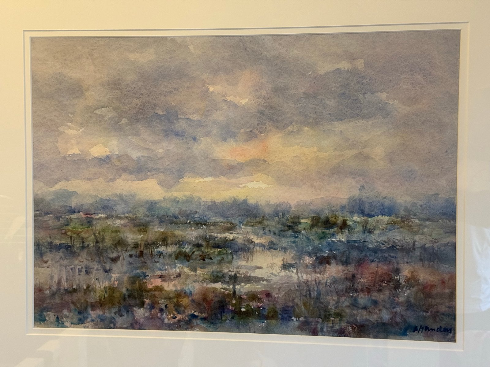 Sfeervol Landschap Aquarel - Gesigneerd, Antiek en Kunst, Achter glas, Impressionistisch, Ophalen of Verzenden, Landschap