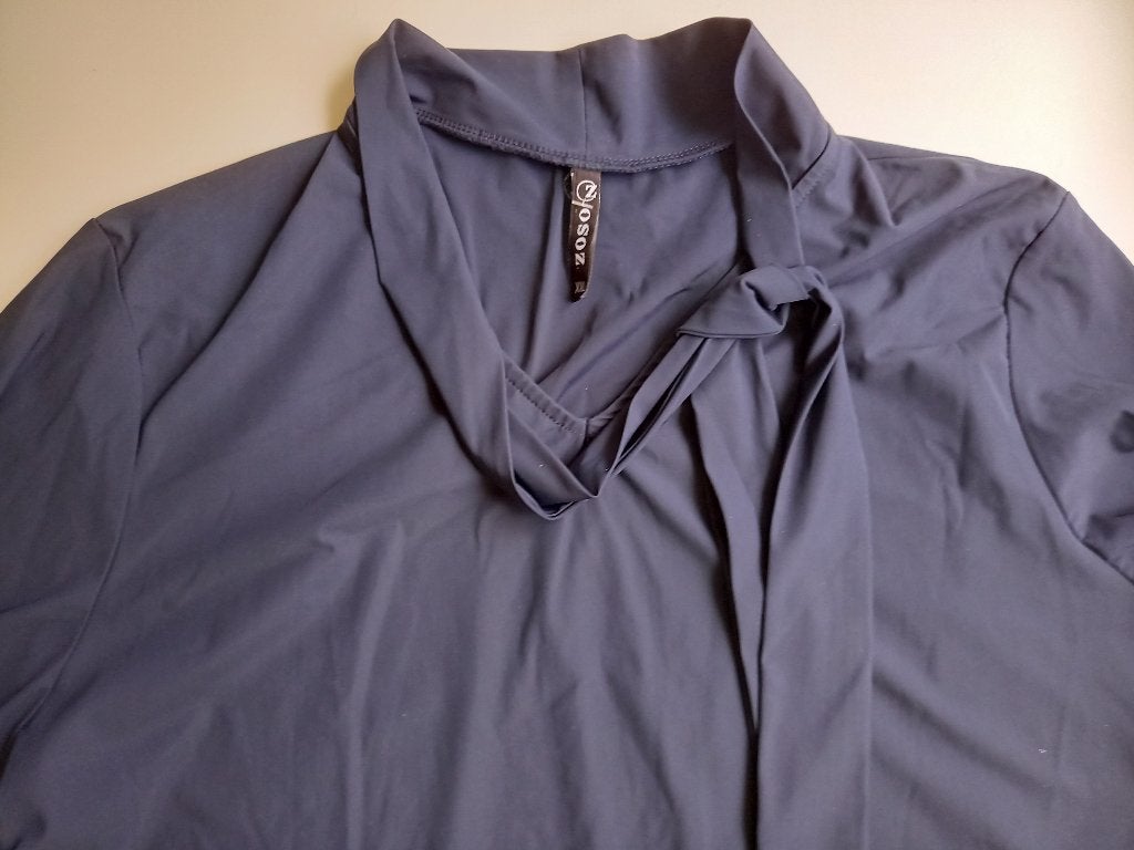 ZOSO mooie donkerblauwe nette jurk met strikhals, mt XXL, Maat 46/48 (XL) of groter, Zo goed als nieuw, Knielengte, Zoso