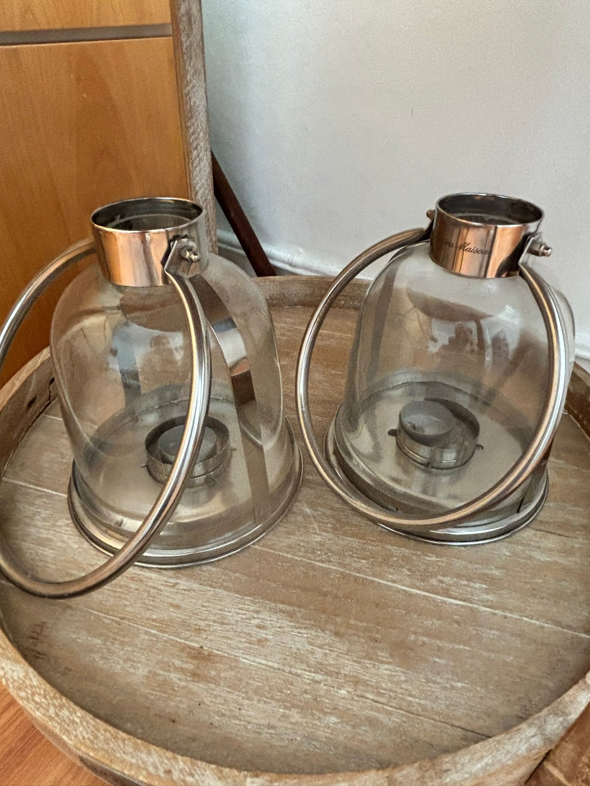 Set van 2 glazen lantaarns riviera maison, Ophalen of Verzenden, Zo goed als nieuw, Modern, Glas
