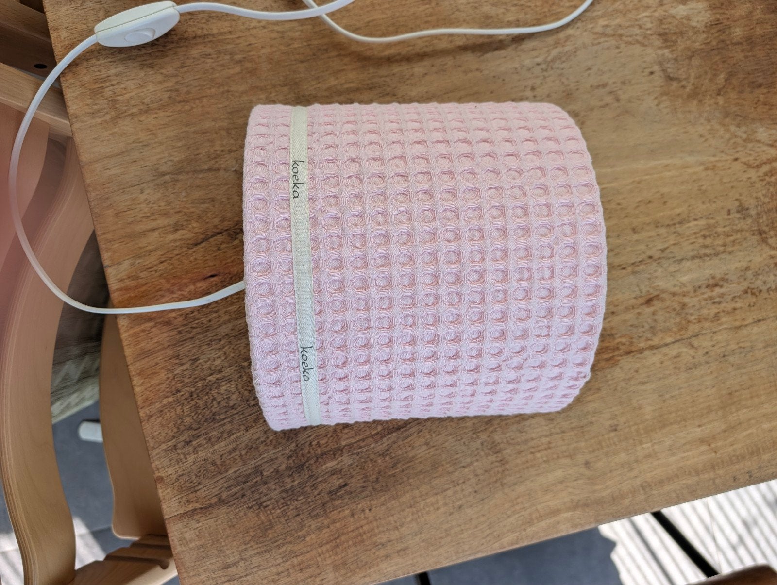 Koeka lampje - roze wafelstof - incl. spaarlamp, Overige merken, Gebruikt, Roze, Textiel